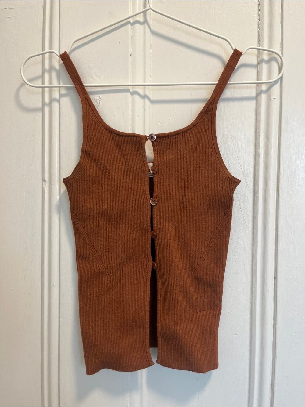 Wilfred Blanche Rust Ribbed Button-Front Camisole - Picture 2 of 3